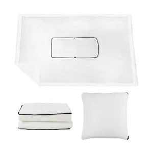 2 In 1 Custom Logo Portable Travel Airplane Blanket and Pillow Case Sublimation Blank Air Condition Quit Pillow Cover