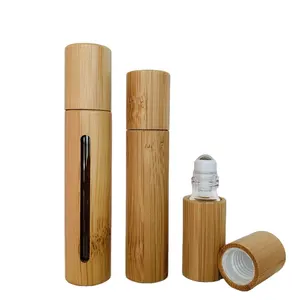 3毫升5毫升10毫升竹制容器木卷在玻璃瓶上，带竹盖用于化妆品包装