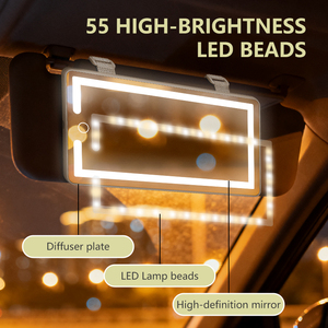 Espejo de Maquillaje con Luces LED Recargable de Alta Calidad con 3 Modos de Luz, Espejo Cosmético para Visera de Coche - Product Image 4