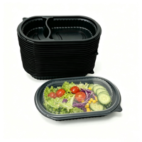 Boîte à lunch jetable en PP de qualité alimentaire pour la restauration, à usage professionnel, pour la préparation des repas, avec 2 compartiments, anti-fuite, en plastique