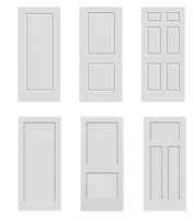 Portes intérieures pré-montées en bois, style américain, à âme creuse, apprêt blanches, HDF, 6 panneaux moulés