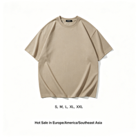 Promotion Usine Nouveauté Été T-shirt en Coton Respirant Épais à Col Rond et Manches Courtes Couleur Unie pour Adulte Simple et Neutre Quotidien