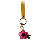Mignon pendentif fleur en cuir PU en trois dimensions porte-clés élégant
