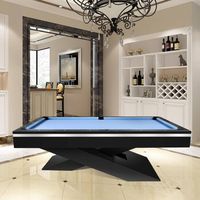 Table de billard haut de gamme sur mesure en forme de X avec poches en cuir véritable et rails en bois massif en promotion