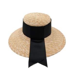 Nuovo cappello da sole su misura per la spiaggia naturale cappello di paglia del secchio di grano rigido con banda larga - Product Image 4
