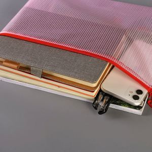 Pochette zippée en maille transparente avec logo personnalisé, multi-tailles A3/A4/A5/A6 pour dossiers, reçus, archives - Product Image 3