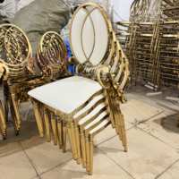 Fabrication en Gros Ensemble de Mobilier de Chambre d'Hôtel Chromé Chaises et Tables de Luxe en Métal Doré pour Dîner, Fêtes VIP, Mariages et Événements