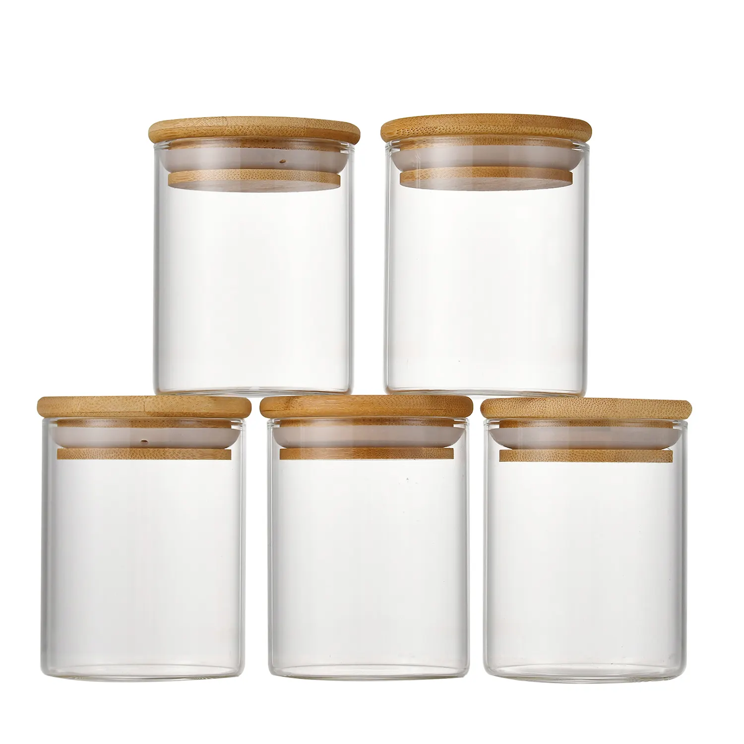 4 oz Best cheap mini cilindro ermetico caramelle per alimenti contenitori da 4 once piccoli barattoli di vetro con coperchio superiore in legno