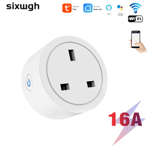Sixwgh Smart Wi-Fi <b>Plug</b> 13A 230V Plastic Minimalist Design <b>with</b> for App Control IP20 1-Way for Home Automation Wall <b>Switches</b> - Product Image 1