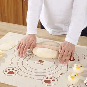 만화 디자인으로 계란 도구를 굽는 대형 귀여운 곰 실리콘 반죽 매트 미끄럼 방지 롤링 식품 등급 패널 - Product Image 2
