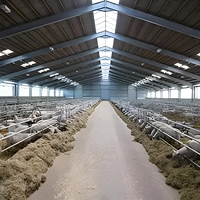 Structure en acier préfabriquée anti-corrosion robuste pour abri à moutons |   Grange à ossature métallique pour l'élevage de moutons à grande échelle