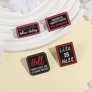 Broches de Esmalte Gótico Punk 'Vuelvo al Infierno', 'El Infierno Estaba Lleno, Entonces Regresé', Insignias Decorativas para Mochila <span class=keywords><strong>y</strong></span> Solapa, Joyería, Regalo para Amigo - Product Image 3