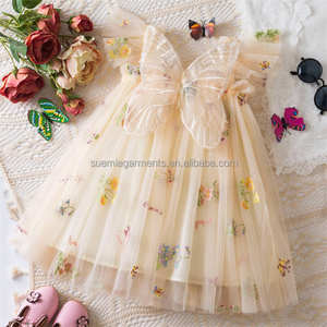 Abito <span class=keywords><strong>da</strong></span> Festa per Bambine con Maniche a <span class=keywords><strong>Farfalla</strong></span>, Ricamo Floreale su Tulle, Produzione Personalizzata con Basso MOQ - Product Image 3