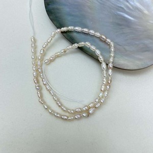 Op maat gemaakte 14 inch volle streng 3-3,5 mm rijstvormige zaadkraaltjes gekweekte zoetwaterparelstreng - Product Image 4