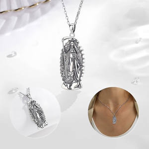 메리샤인 925 스털링 실버 부적 메달 펄세라 드 라 산타 무에르테 수호 세인트 산타 무에르테 목걸이 남성용 - Product Image 4