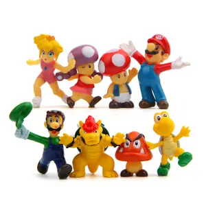 8 Buah/Set 2.5 "-5Cm SuperMario Permainan Karakter Super Dekorasi Mario Luigi Kue Toppers PVC Mini Figurines Mainan Action Figure