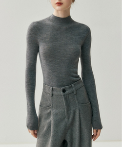Nuovo Arrivo: Maglione da Donna in Lana Merino, Collo Tondo, Sottile ed <span class=keywords><strong>Elegante</strong></span>, Nero, Aderente, 18gg - Product Image 5