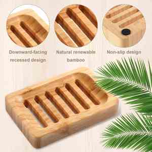 Ensembles de salle de bain en bambou naturel écologique Porte-savon en bambou rectangulaire personnalisé Porte-savon en bambou - Product Image 1