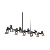Lustre suspendu en verre et laiton linéaire de style industriel nordique réglable en hauteur Yihao BACKPREVNEXT pour salle à manger ovale