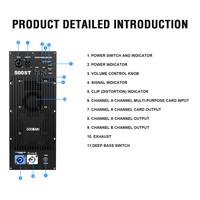 Module d'amplificateur de plaque professionnel 500ST 300 Watts pour haut-parleur actif et subwoofer, amplificateur de puissance avec entrée XLR, sortie Speakon et refroidissement par ventilateur