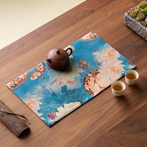 Xiangyun Yarn Tea Mat Waterproof Chinese Zen Style <b>Table</b> <b>Runner</b> Traditional Fabric Tea Ceremony Decor - Product Image 3