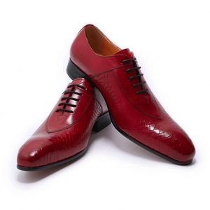 Chaussures habillées Oxford en cuir pour hommes, imprimé peau de serpent, à lacets, bout pointu, pour le bureau, les mariages et les soirées – Fabrication chinoise - Product Image 1