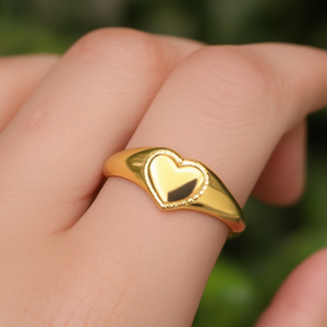 แหวนแฟชั่นชุบทอง PVD สแตนเลสสตีล 316L รูปหัวใจ สำหรับผู้หญิง - Product Image 2