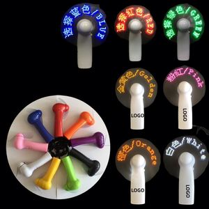 ของขวัญส่งเสริมการขาย พัดลมมือถือขนาดเล็กแบบชาร์จไฟได้ พร้อมข้อความ LED แบบกำหนดเองและข้อความกระพริบ - Product Image 1