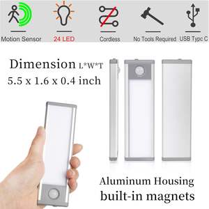 Luces LED Recargables por USB para Gabinetes, Lámpara Nocturna Magnética con Sensor de Movimiento para Cocina y Armario, de Aluminio, Venta al Por Mayor - Product Image 4