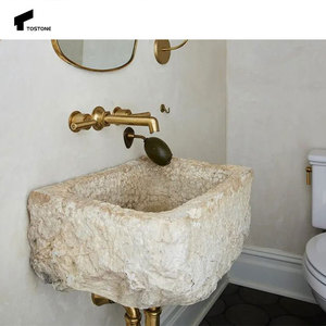 Tostone contemporanea rettangolare Beige calcarea lavandini e unità di vanità tocco elegante per residenze eleganti - Product Image 3