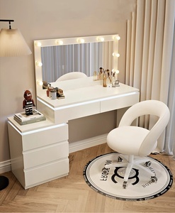 Tocador Moderno de Lujo con Espejo Iluminado LED, Almacenamiento con Múltiples Cajones, Mesa de Maquillaje para Dormitorios de Estilo Europeo/Estadounidense - Product Image 1