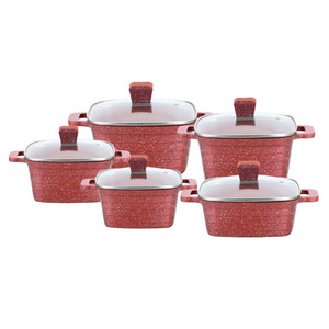 Baonana 10 Piece Square Pot Set Non Stick Aluminum Die <b>Cast</b> With Lids For Soup And Stock Pots - Product Image 5