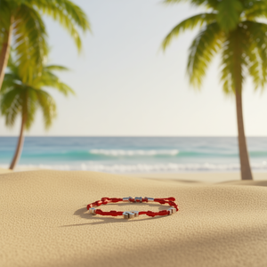 Cavigliera Angelina a sette nodi con cordoncino rosso e lettera S, gioiello di moda per donna - Product Image 5