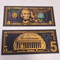 Billet de banque commémoratif américain en or noir scintillant, ensemble complet