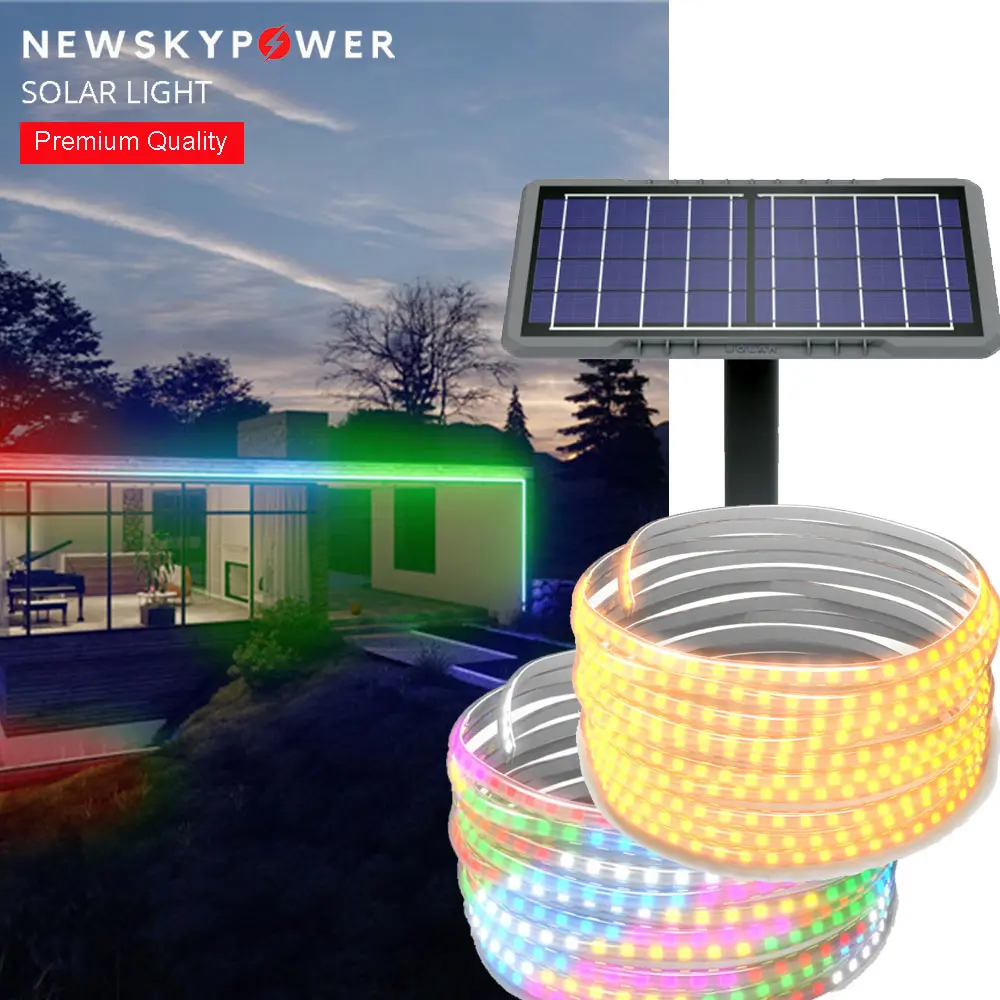 Flexible Lighting Led Tape Waterproof IP65 LED Strip lights Solar garden decoration outdoor led strips 2835 with warm RGB mode