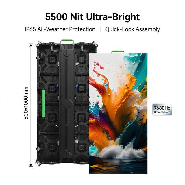 Vishow5.0 Outdoor 500*1000mm P3.91 Full Color LED Rental Screen Waterproof HDR10/HDR10+ Sunlight Readable 2-Year Warranty for