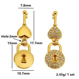 Pendentif en forme de cœur avec serrure à clé en acier inoxydable, plaqué or, pour la fabrication de colliers, accessoires de bijouterie WLL295 - Product Image 3