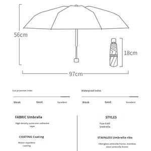 Parapluie pliant manuel 50% coloré, design moderne, double usage soleil/pluie, mini, protection UV - Product Image 2