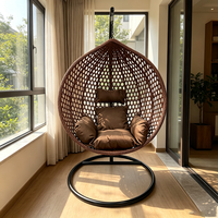 Fauteuil suspendu d'extérieur en osier PE, chaise balançoire œuf avec coussin moelleux, design moderne pour jardin, balcon, terrasse, mobilier d'extérieur