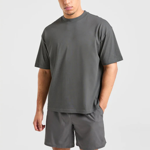 Custom 100% Cotton Men's Boxy T Shirts Acid Wash Ripped Hip Hop Drop Shoulder Regular Fit Solid Knitted Silk Screen Printed - Product Image 2