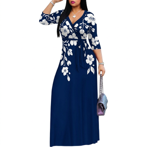 Premium Women's Solid Knitted Fabric Sheath Silhouette V Neck 3/4 Sleeve Fitted High Waist Elegant Knee-Length Party <b>Wrap</b> Dress - Product Image 1