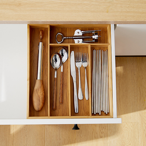 Tự Nhiên Nhà Bạc Tổ Chức Khay Tre Nhà Bếp Ngăn Kéo Tổ Chức Đồ Dùng Dao Kéo Khay Với 5 Ngăn - Product Image 4