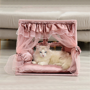 Tiendas de campaña tipo tipi personalizadas al por mayor para mascotas, de madera de pino, algodón y lino, cama cueva, casa tipi para perros y gatos - Product Image 5