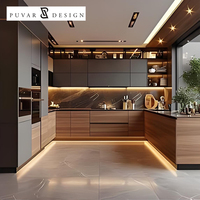 Conception de cuisine moderne, armoires de cuisine en bois contreplaqué écologique, finition brillante, modulaire, sur mesure, pour appartement ou villa