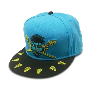 Wholesale Custom Monster Embroidery 6 Panel Unisex Two Tone Flat Brim Sports Hip Hop Hat Snapback Cap Gorras