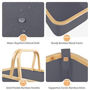 Cesta de Almacenamiento Grande con Asas Plegables de Bambú, Caja de Almacenamiento de Tela Oxford para Picnic, Compras, Almacenamiento en el Automóvil, Rectangular - Product Image 6