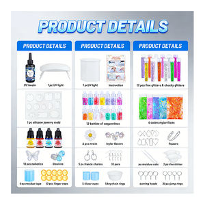<span class=keywords><strong>Kit</strong></span> de démarrage pour bijoux DIY : Résine UV transparente, époxy dur, lampe LED, moules en silicone, paillettes, feuilles, fleurs, pendentifs, boucles d'oreilles - Product Image 6