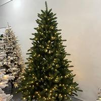 Vente directe d'usine, arbre de Noël artificiel classique en PE vert armée, pré-éclairé avec des lumières LED