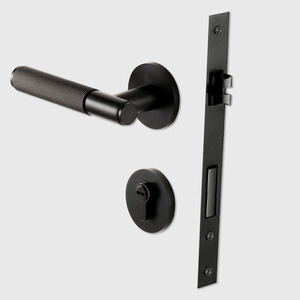 Dooroom Knurled Brass Door Lock Handles Lever Set Interior Magnetic Private Passage <b>Dummy</b> EU Cylinder - Product Image 3