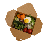 Boîte alimentaire pliable en papier kraft jetable pour salades, repas, traiteur et emballage de restaurant